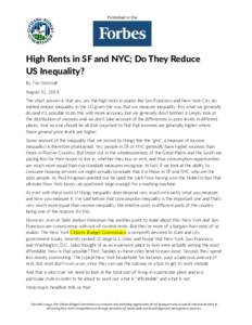 Published in the  High Rents in SF and NYC; Do They Reduce US Inequality? By Tim Worstall August 31, 2014