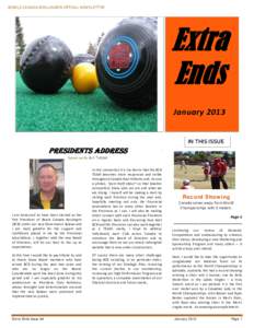 BOWLS CANADA BOULINGRIN OFFICAL NEWSLETTER 5 Extra Ends January 2013