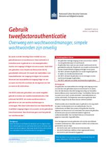 Factsheet Gebruik tweefactorauthenticatie