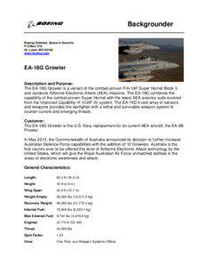 Backgrounder Boeing Defense, Space & Security P.O.Box 516