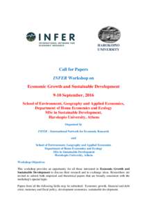 HAROKOPIO UNIVERSITY Call for Papers INFER Workshop on Economic Growth and Sustainable Development