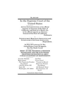 Roman law / Video game controversies / Media violence research / Progress and Freedom Foundation / Aggression / Electronic Frontier Foundation / Video game content rating system / American Civil Liberties Union / Supreme Court of the United States / Media studies / Violence in video games / Amicus curiae