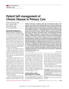 INNOVATIONS IN PRIMARY CARE Patient Self-management of Chronic Disease in Primary Care Thomas Bodenheimer, MD