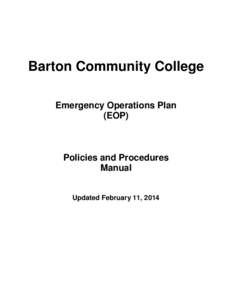 Barton Community College Emergency Operations Plan (EOP) Policies and Procedures Manual