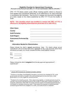 Eligibility Checklist for Agreed-Upon Procedures