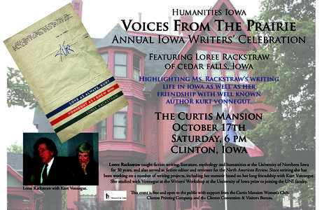 Humanities Iowa  Voices From The Prairie Annual Iowa Writers’ Celebration Featuring Loree Rackstraw