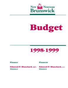 Budget[removed]Finance Edmond P. Blanchard, Minister