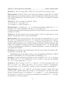 Algebra 2. Dieci teoremi sui campi finiti.  Roma, dicembreTeorema 1. Sia k un campo finito. Allora #k `e una potenza di un numero primo. Dimostrazione. Poich´e k `e finito, il suo sottocampo minimale `e anche fin