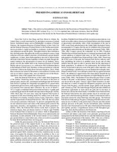 Lucas, S.G., Spielmann, J.A., Hester, P.M., Kenworthy, J.P. and Santucci, V.L., eds., 2006, Fossils from Federal Lands. New Mexico Museum of Natural History and Science Bulletin[removed]PRESERVING AMERICA’S FOSSIL HERI