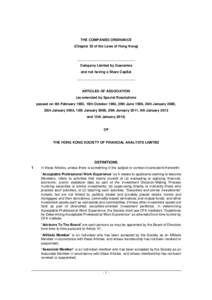 THE COMPANIES ORDINANCE (Chapter 32 of the Laws of Hong Kong) ______________________________ Company Limited by Guarantee and not having a Share Capital