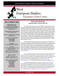 WEST EUROPEAN STUDIES—INDIANA UNIVERISTY  West European Studies European Union Center DECEMBER 2008