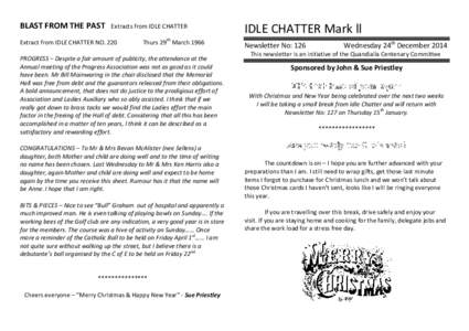 BLAST FROM THE PAST  Extracts from IDLE CHATTER Extract from IDLE CHATTER NO. 220