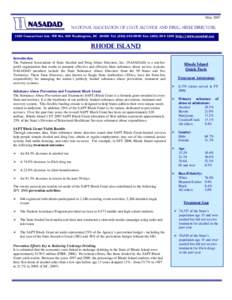 May[removed]National Association of State Alcohol and Drug Abuse Directors 1025 Connecticut Ave. NW Ste. 605 Washington, DC[removed]Tel: ([removed]Fax: ([removed]http://www.nasadad.org  RHODE ISLAND