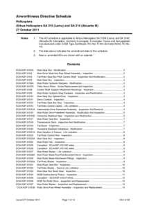 Airworthiness Directive Schedule - Helicopters - Airbus Helicopters SA 315 (Lama) and SA 316 (Alouette III)