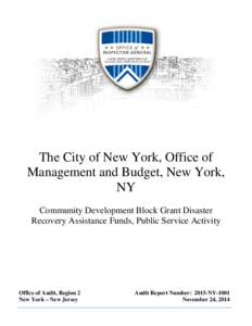The City of New York, Office of Management and Budget, New York, NY Community Development Block Grant Disaster Recovery Assistance Funds, Public Service Activity