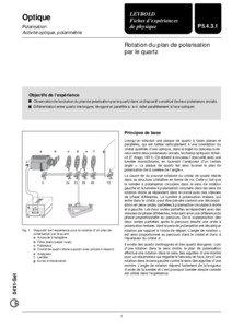 LEYBOLD Fiches d’expériences de physique