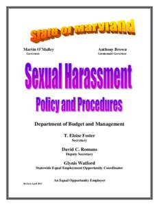 State of Maryland Policy on Sexual Harrassment in the Workplace