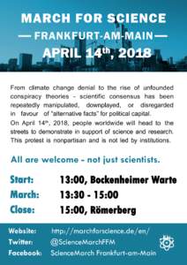 MARCH FOR SCIENCE FRANKFURT-AM-MAIN A P R I L 1 4 , th