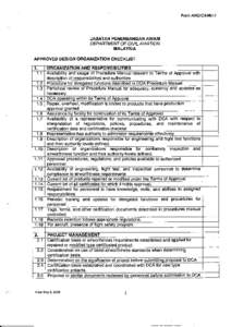 Form AWD/C&MO12  JABATAN PENERBANGAN AWAM DEPARTMENT OF CIVIL AVIATION MAIAYSIA APPROVED DESIGN ORGANIZATION CHECKLIST