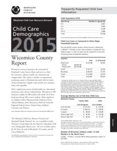 Frequently Requested Child Care Information Maryland Child Care Resource Network Child Population 2010 Age Group