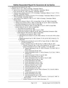 Outline Descendant Report for Ascencion de los SantosAscencion de los Santos B: Abt. 1750 ..... + Catarina Luna D: Jun 1, 1822 in Camargo, Tamaulipas, MexicoIgnacio de los Santos M: Nov 25, 1795 i