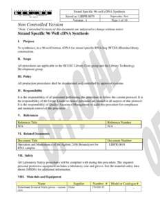 Strand Specific 96-well cDNA Synthesis Saved as: LIBPR.0079 Version: 1 Supersedes: New