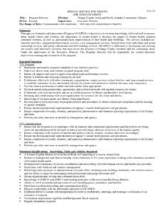 Form 383 SPECIAL SERVICE FOR GROUPS JOB ANNOUNCEMENT Title: Program Director Division: Orange County Asian and Pacific Islander Community Alliance