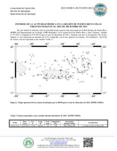 RED SISMICA DE PUERTO RICO  Universidad de Puerto Rico Recinto de Mayagüez Departamento de Geología