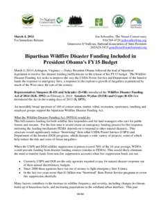 March 4, 2014 For Immediate Release Jon Schwedler, The Nature Conservancy[removed]removed] Genevieve O’Sullivan, National Association of State Foresters