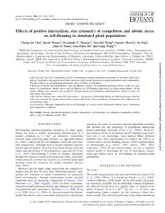 Annals of Botany 106: 647 –652, 2010 doi:aob/mcq145, available online at www.aob.oxfordjournals.org SHORT COMMUNICATION  Effects of positive interactions, size symmetry of competition and abiotic stress