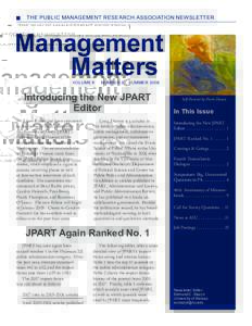 THE PUBLIC MANAGEMENT RESEARCH ASSOCIATION NEWSLETTER  Management Matters Volume 6