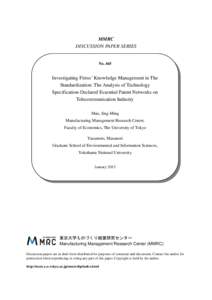 MMRC DISCUSSION PAPER SERIES NoInvestigating Firms’ Knowledge Management in The