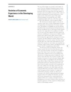 Varieties of Economic Experience in the Developing World AUGUSTO LOPEZ-CLAROS, World Economic Forum1  The aim of this chapter is to provide a brief outline of