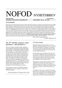 NOFOD NYHETSBREV ISSNNORDISKT FORUM FÖR DANSFORSKNING www.nofod.org NYHETSBREV NR: 32 –Des. 2009
