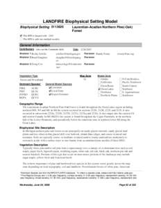 LANDFIRE Biophysical Setting Model Biophysical Setting[removed]Laurentian-Acadian Northern Pine(-Oak) Forest