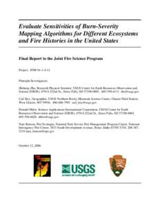 Evaluate Sensitivities of Burn-Severity Mapping Algorithms for Different Ecosystems and Fire Histories in the United States