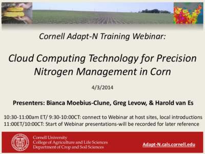 Cornell Adapt-N Training Webinar:  Cloud Computing Technology for Precision Nitrogen Management in Corn[removed]