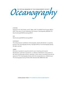 Oceanography THE OFFICIAL MAGAZINE OF THE OCEANOGRAPHY SOCIETY CITATION Hammond, S.R., R.W. Embley, and E.T. BakerThe NOAA Vents Program 1983 to 2013: Thirty years of ocean exploration and research. Oceanography 
