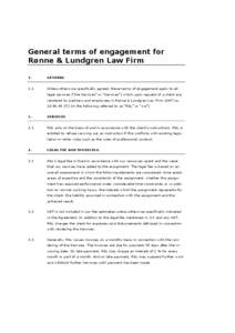General terms of engagement for Rønne & Lundgren Law Firm 1. GENERAL