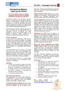 IVD 2011 – Campaign Factsheet  1 Volunteering Matters: Light-up our World