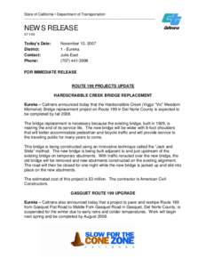 State of California • Department of Transportation  __________________________________________________________ NEWS RELEASE[removed]