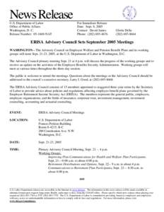 Employee Benefits Security Administration / Bradford P. Campbell / Phyllis Borzi / Employee Retirement Income Security Act / Year of birth missing / United States Department of Labor