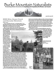 June 2012, Issue 236  BMN Hike: Stoney Creek and Burnaby Mountain By Mark Johnston