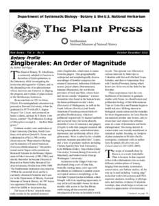 Department of Systematic Biology - Botany & the U.S. National Herbarium  The Plant Press New Series - Vol. 6 - No. 4  October-December 2003