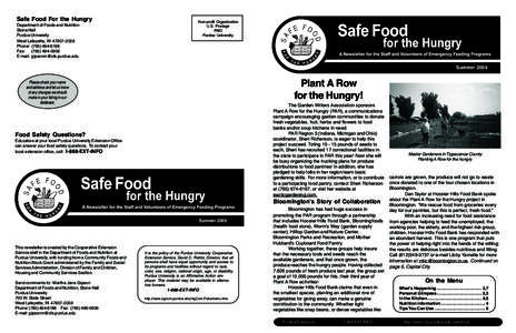 Safe Food For the Hungry  Non-profit Organization U.S. Postage PAID Purdue University