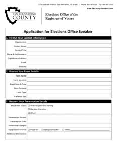 777 East Rialto Avenue, San Bernardino, CA 92415 | Phone: Fax: www.SBCountyElections.com Elections Office of the Registrar of Voters