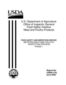 U.S. Department of Agriculture Office of Inspector General Food Safety Initiative Meat and Poultry Products  FOOD SAFETY AND INSPECTION SERVICE