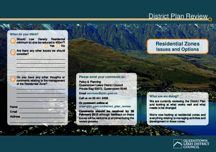 District Plan Review What do you think? Q