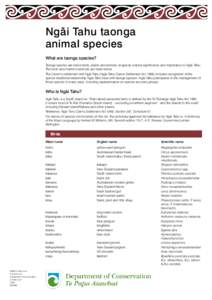 Ngai Tahu taonga animal species: conservation revealed: publications