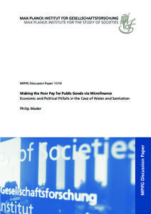 Making the Poor Pay for Public Goods via Microfinance: Economic and Political Pitfalls in the Case of Water and Sanitation